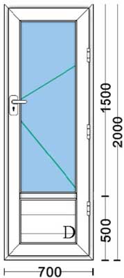 قیمت درب دو جداره upvc با شیشه ۴و۴ ساده به ابعاد 700*2000 پروفیل درب، یراق بالکنی ۲ طرف دستگیره پروفیل ایده آل