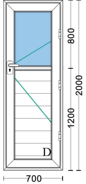 قیمت درب دوجداره upvc با شیشه ۴و۴ ساده به ابعاد 2000*700 پروفیل ایده آل