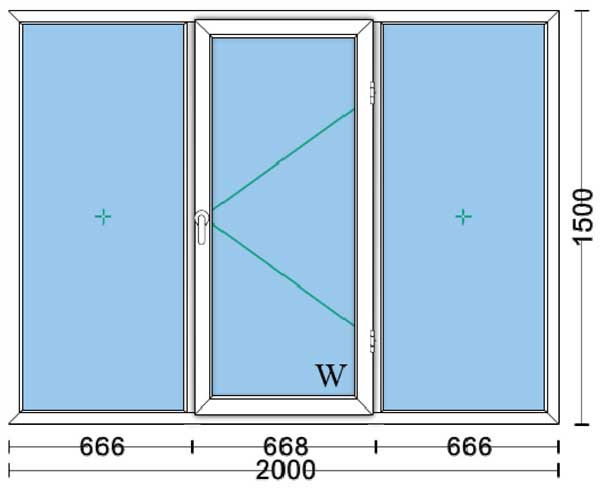 قیمت پنجره دوجداره upvc با شیشه ۴و۴ ساده به ابعاد 2000*1500 پروفیل ایده آل